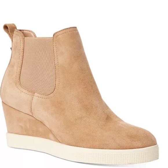 Lauren Ralph Lauren Women's Beige Suede Reade Wedge Sneaker Size 8M shoes, boots - Picture 2 of 9